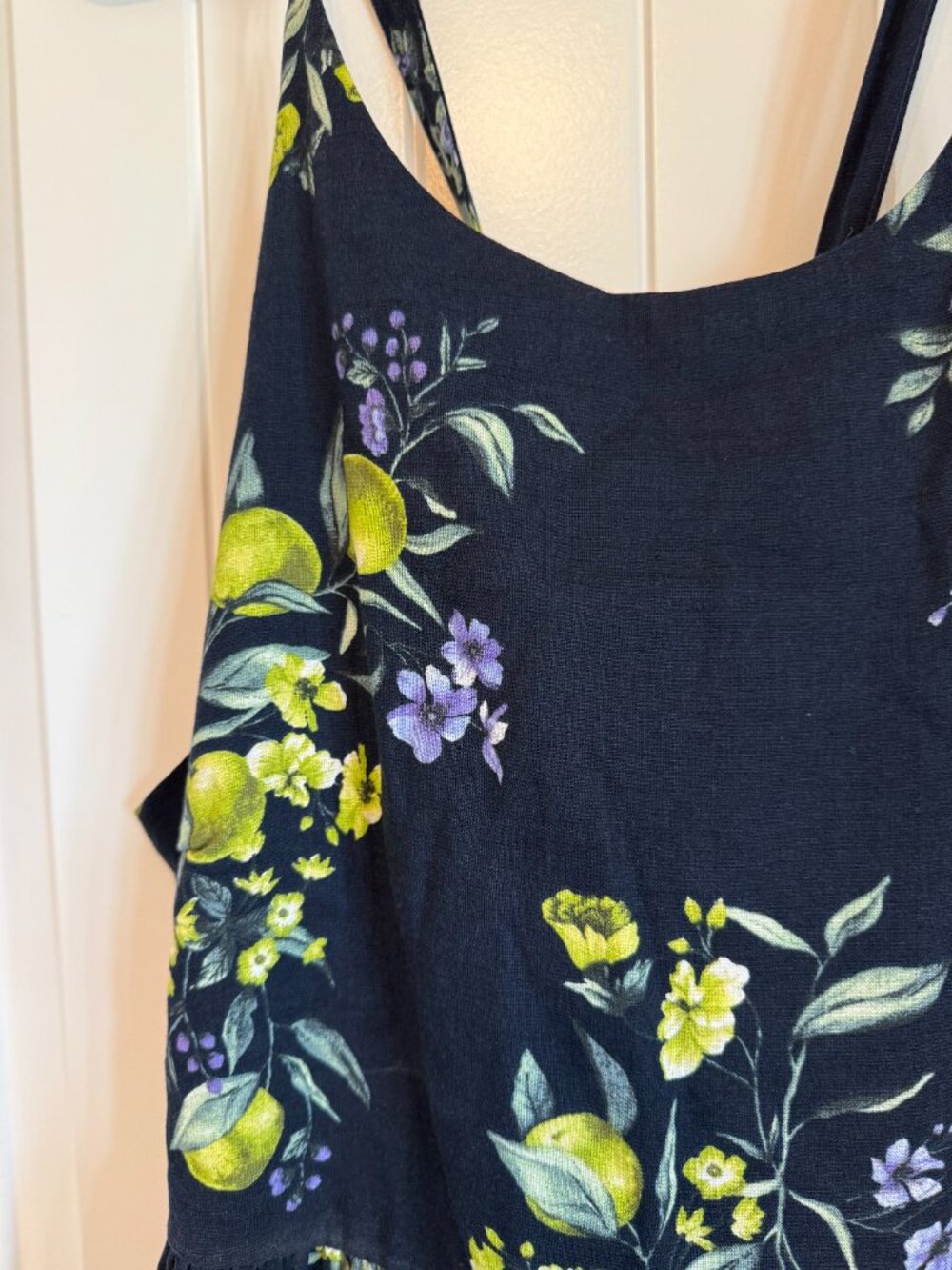 Navy Blue Lemon & Floral Print Midi Sundress - Picture 2 of 7